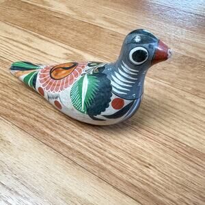 Rare 1950s Vintage Hand Painted Tonala Mexican Pottery Bird Folk Art